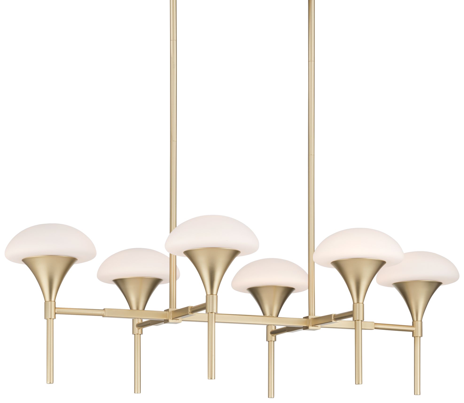 Image 3 Possini Euro Davinos 35" Wide Satin Gold 6-Light Linear Pendant Light