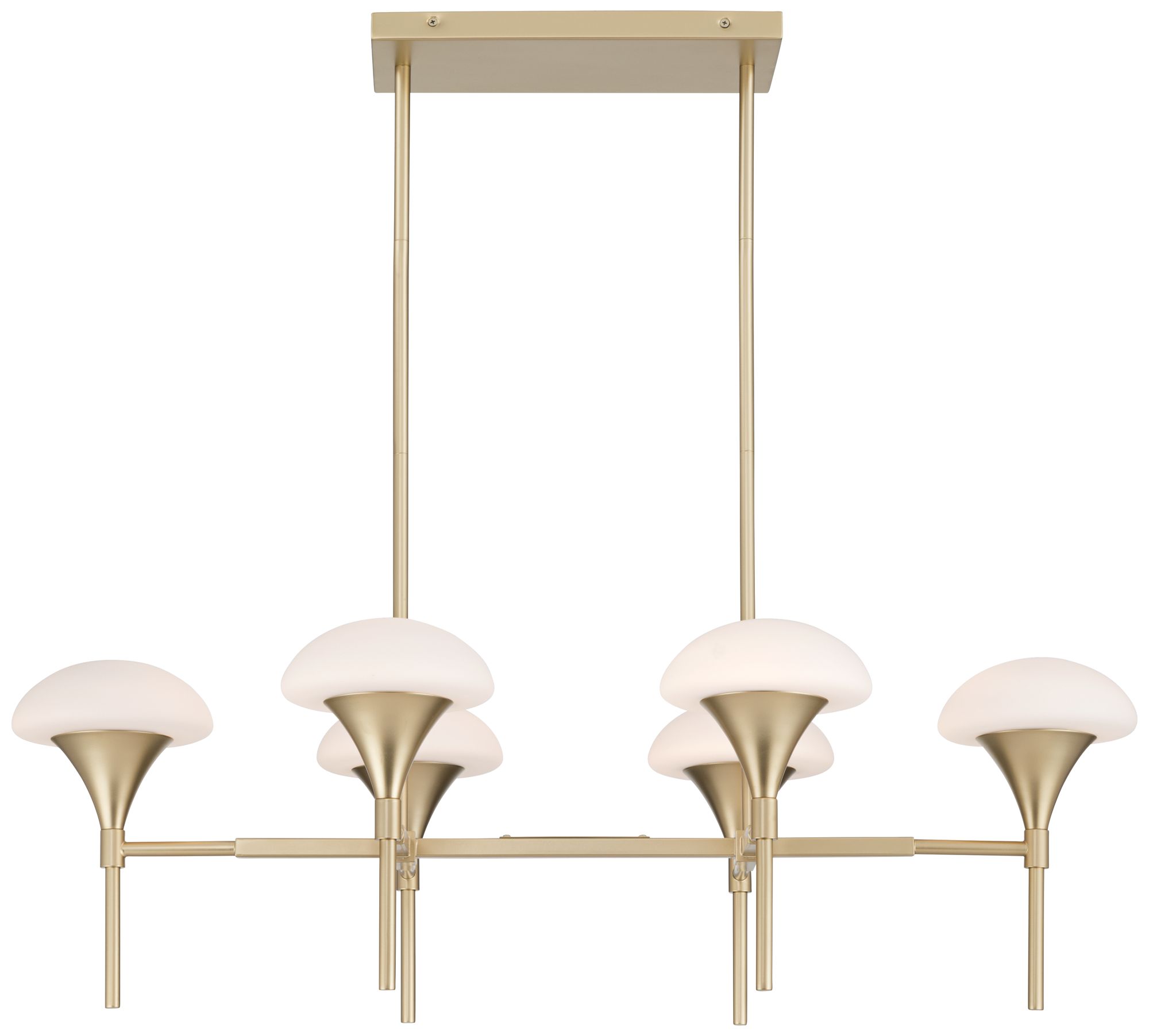 Possini Euro Davinos 35" Wide Satin Gold 6-Light Linear Pendant Light in scene