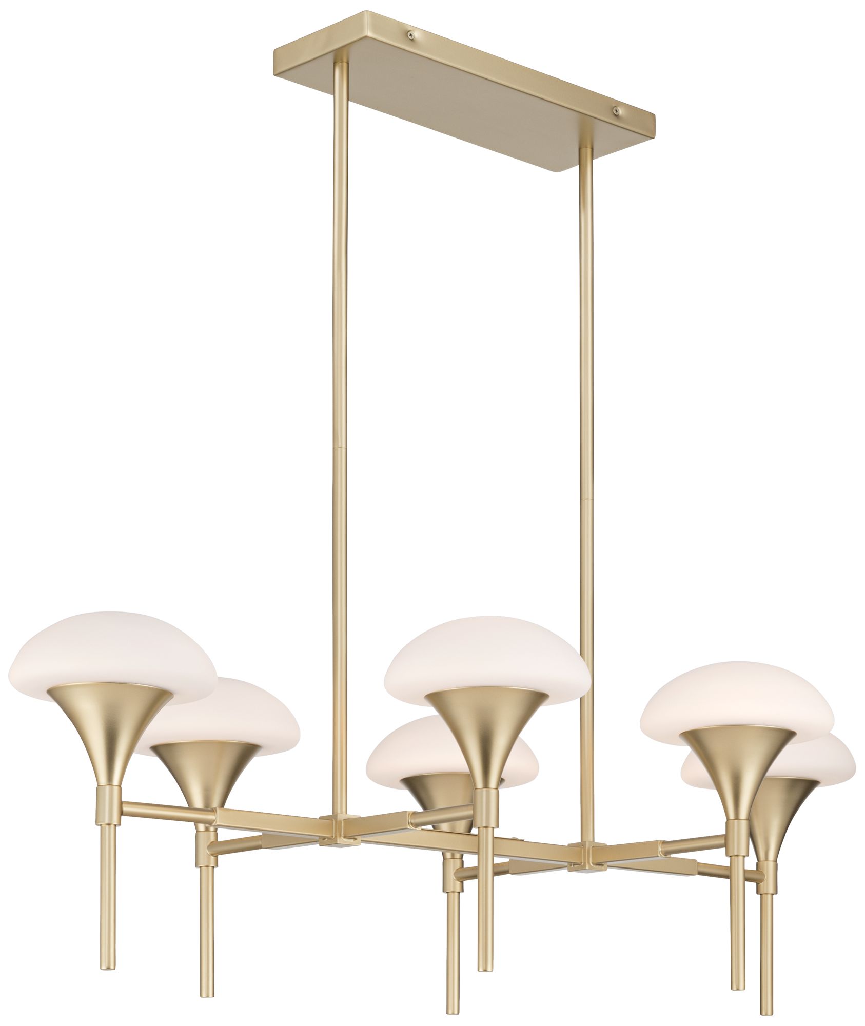 Possini Euro Davinos 35" Wide Satin Gold 6-Light Linear Pendant Light in scene