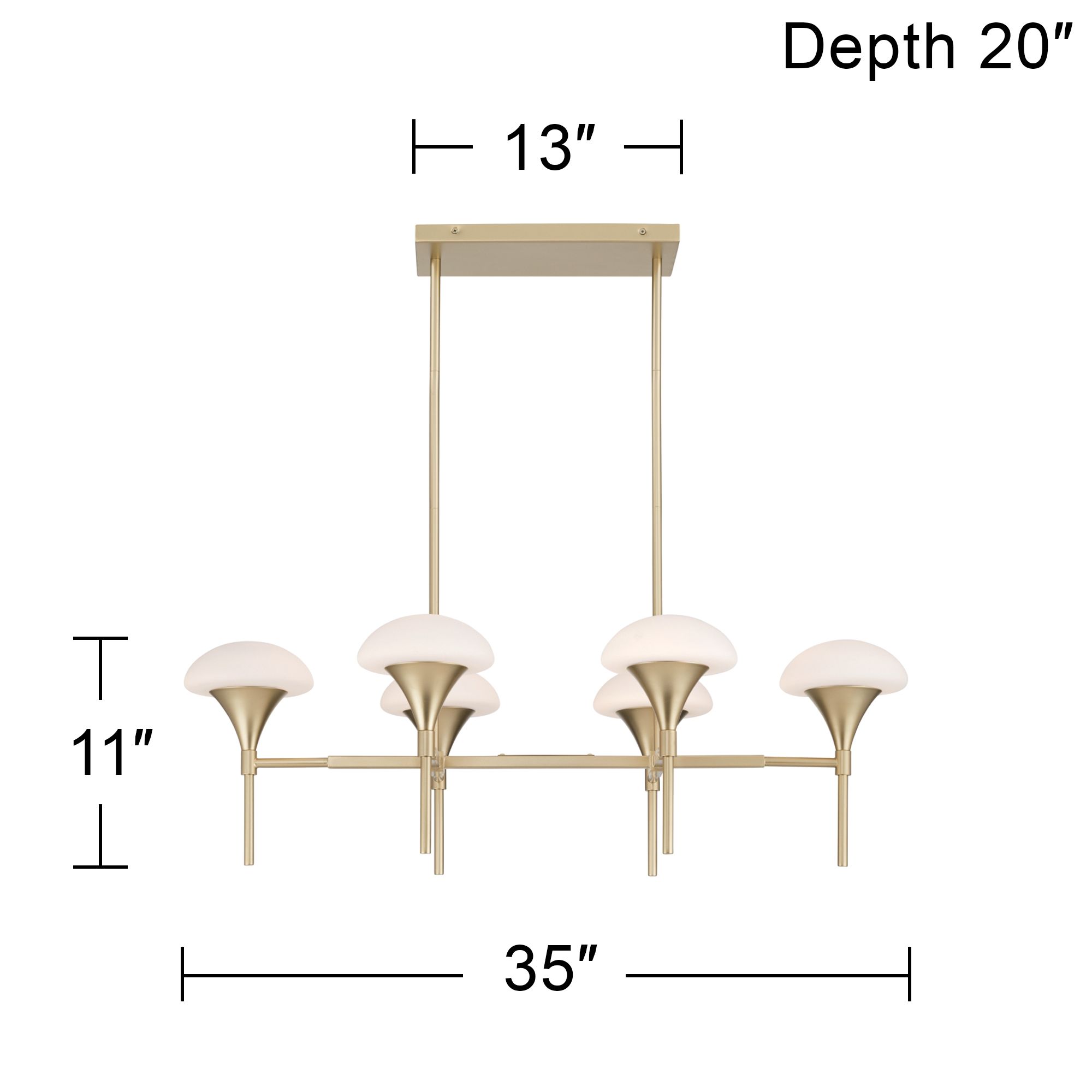 Possini Euro Davinos 35" Wide Satin Gold 6-Light Linear Pendant Light in scene