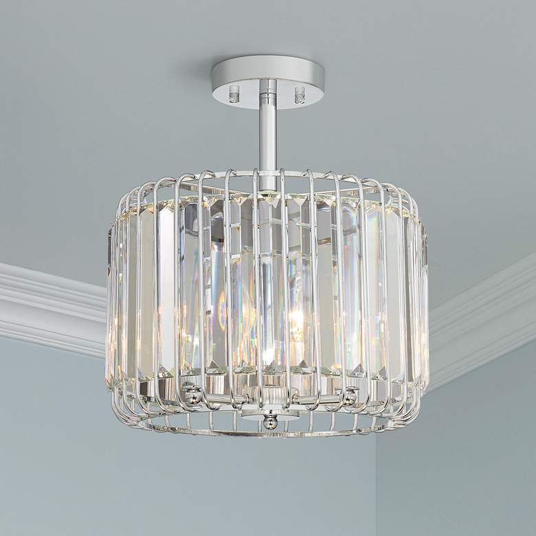 Image 1 Possini Euro Deacon 13 inch Wide Crystal Ceiling Light
