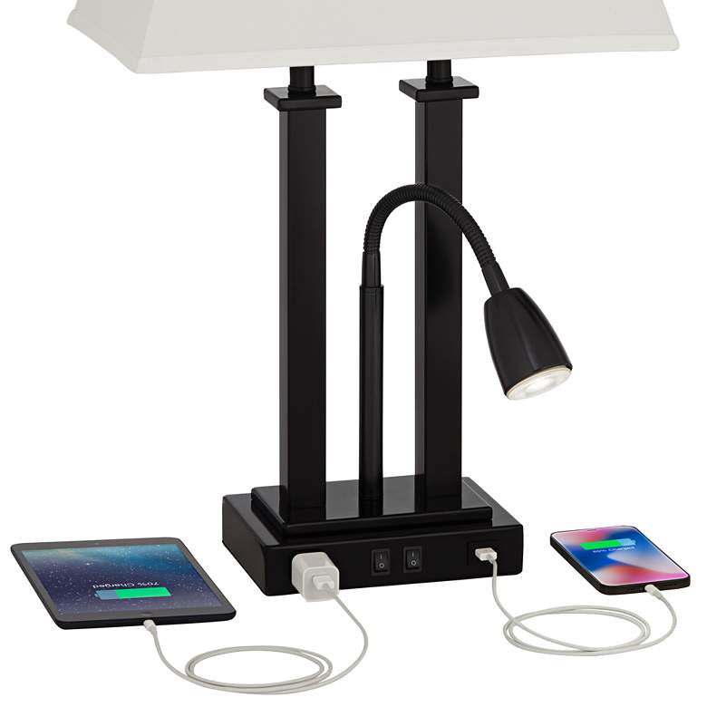 Image 7 Possini Euro Deacon 26 inch Black Gooseneck USB Port and Outlet Desk Lamp more views