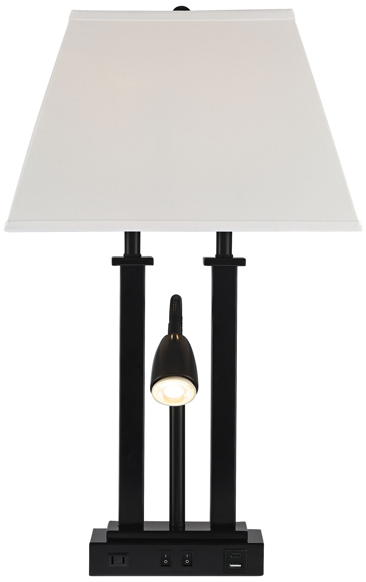 Possini Euro Deacon 26" Black Gooseneck USB Port and Outlet Desk Lamp