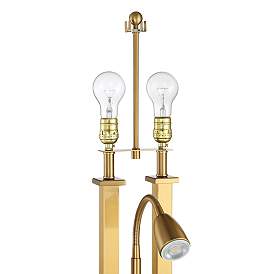 Image4 of Possini Euro Deacon 26" Brass Gooseneck USB and Outlet Lamps Set of 2 more views