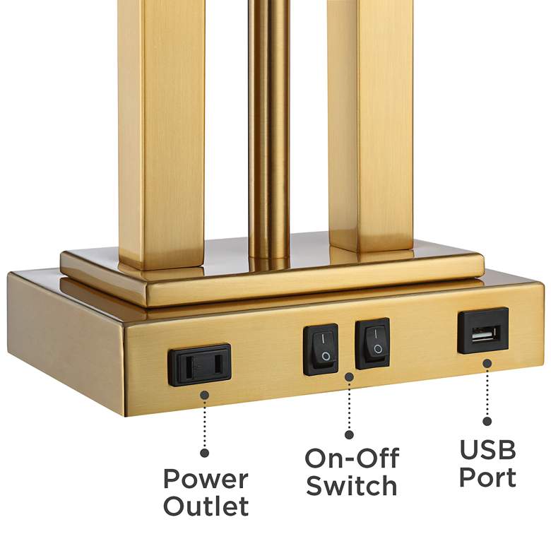 Image 5 Possini Euro Deacon 26" Brass Gooseneck USB and Outlet Lamps Set of 2 more views