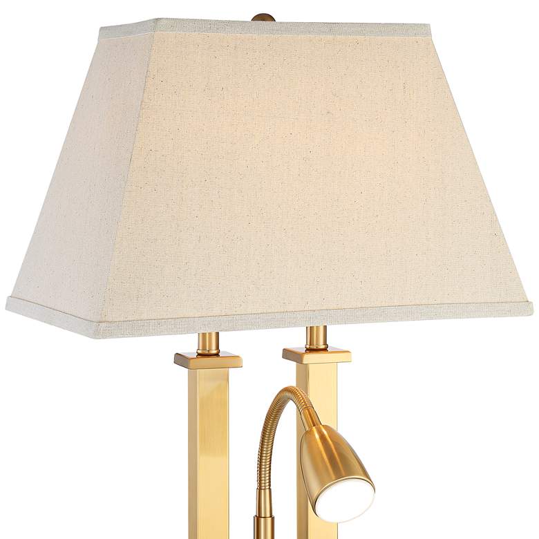 Image 3 Possini Euro Deacon 26 inch Brass Gooseneck USB Port and Outlet Desk Lamp more views