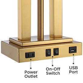 Image5 of Possini Euro Deacon 26" Brass Gooseneck USB Port and Outlet Desk Lamp more views