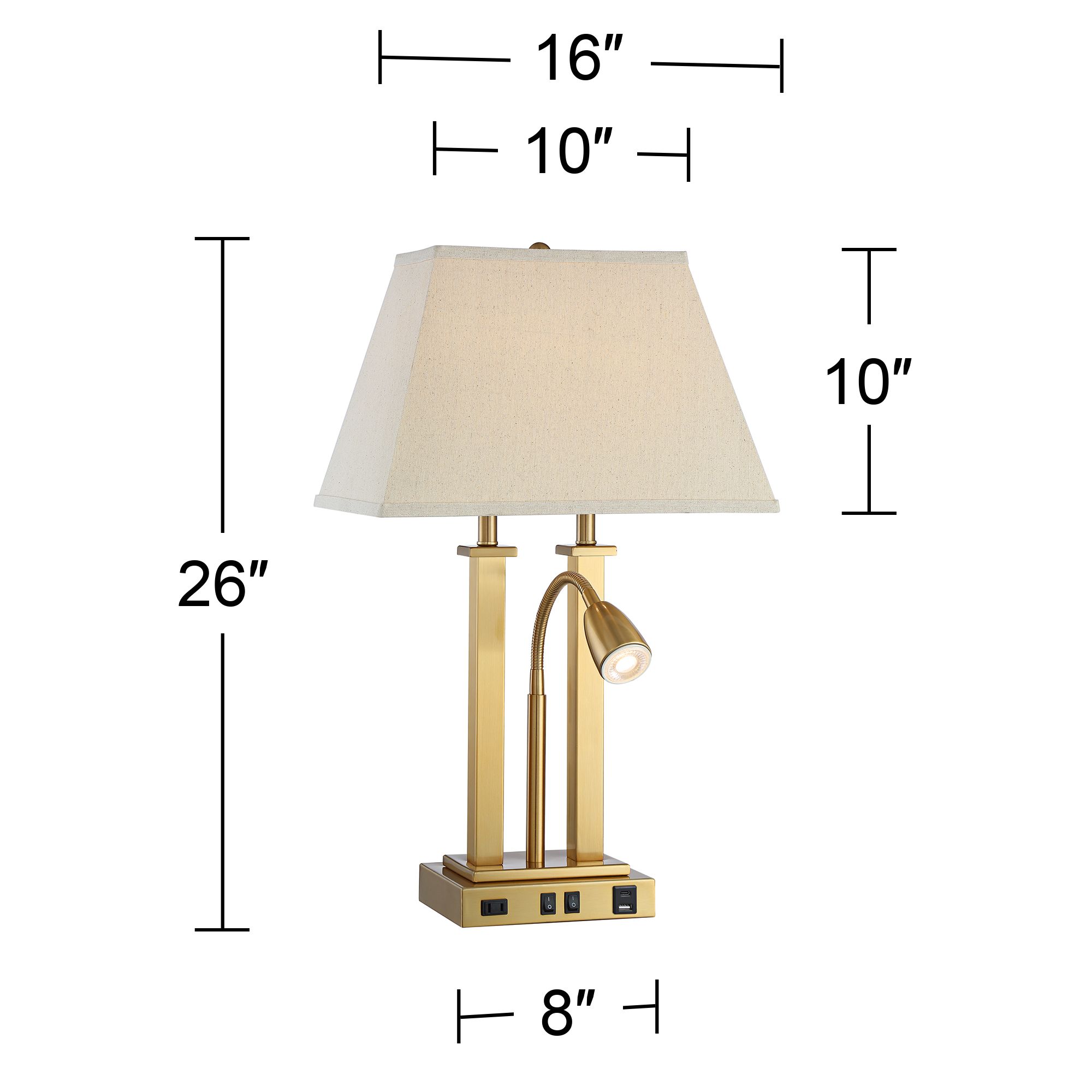 Possini Euro Deacon 26" Brass Gooseneck USB Port and Outlet Desk Lamp