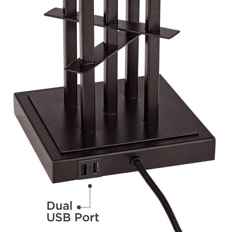 Image 5 Possini Euro Deborah 30" Black and Gold Table Lamp with USB Ports more views