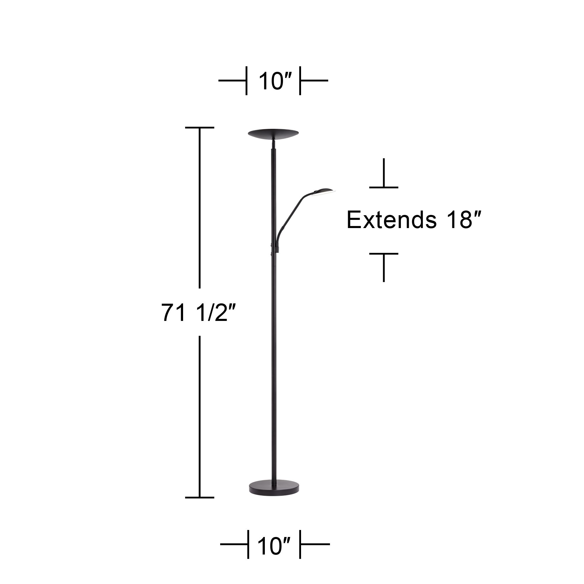 Possini Euro Decker 71 1/2" Black Modern LED Reading Light Floor Lamp