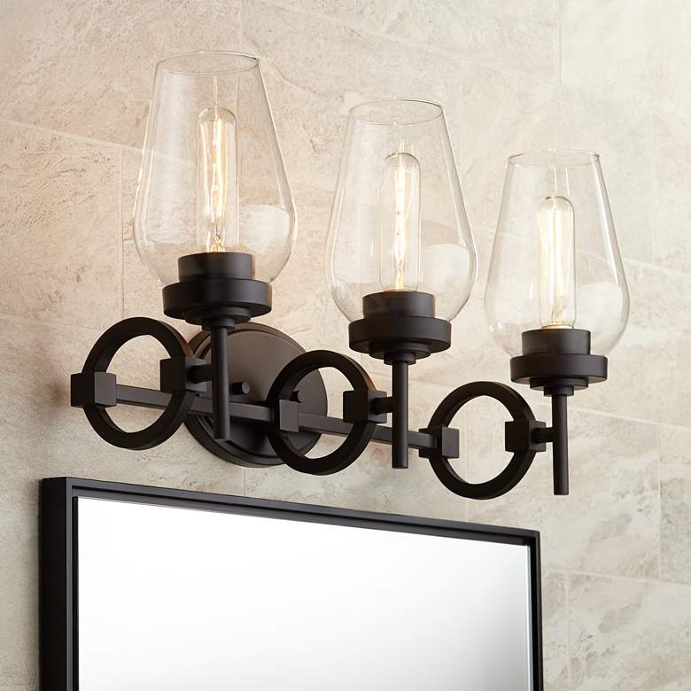 Image 1 Possini Euro Declan 21 3/4" Wide 3-Light Bronze Bath Light