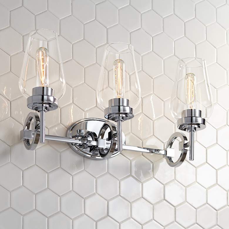 Image 1 Possini Euro Declan 21 3/4" Wide 3-Light Chrome Bath Light