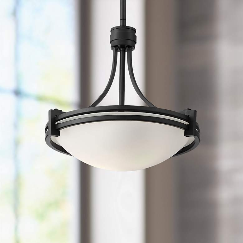 Image 1 Possini Euro Deco 12 1/2 inch Wide Matte Black 2-Light Pendant