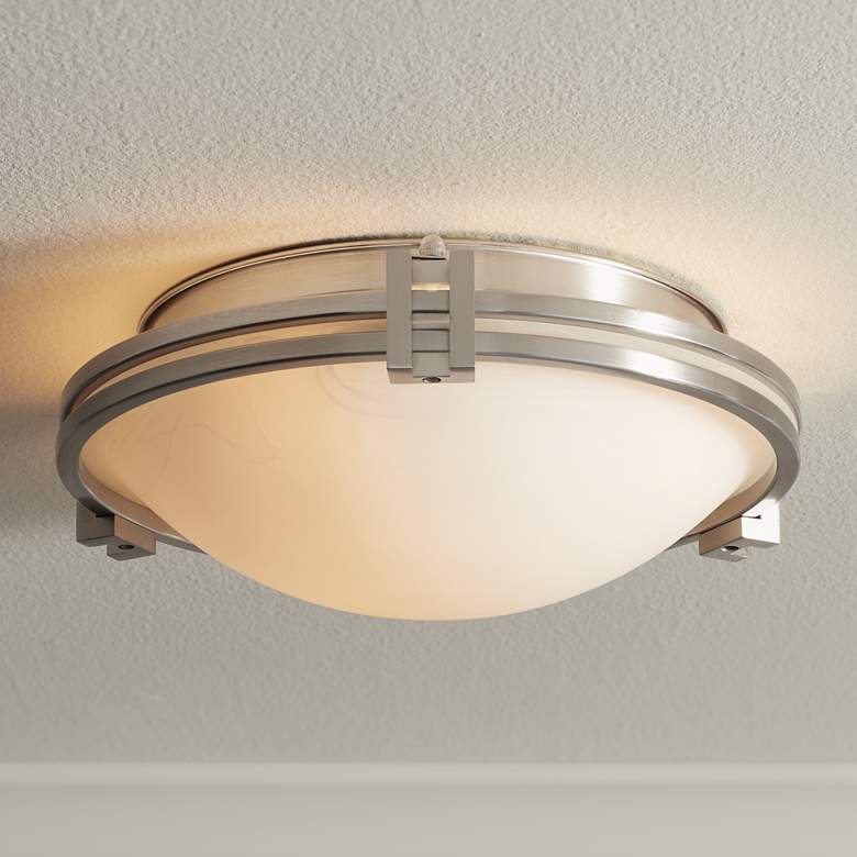 Image 1 Possini Euro Deco 12 3/4 inch Wide Brushed Nickel Ceiling Light