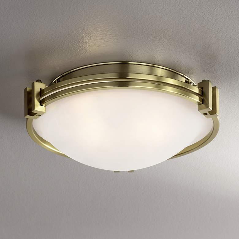 Image 1 Possini Euro Deco 12 3/4 inch Wide Flushmount Warm Brass Ceiling Light