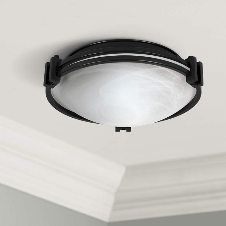 Image 1 Possini Euro Deco 12 3/4" Wide Oil-Rubbed Bronze Ceiling Light