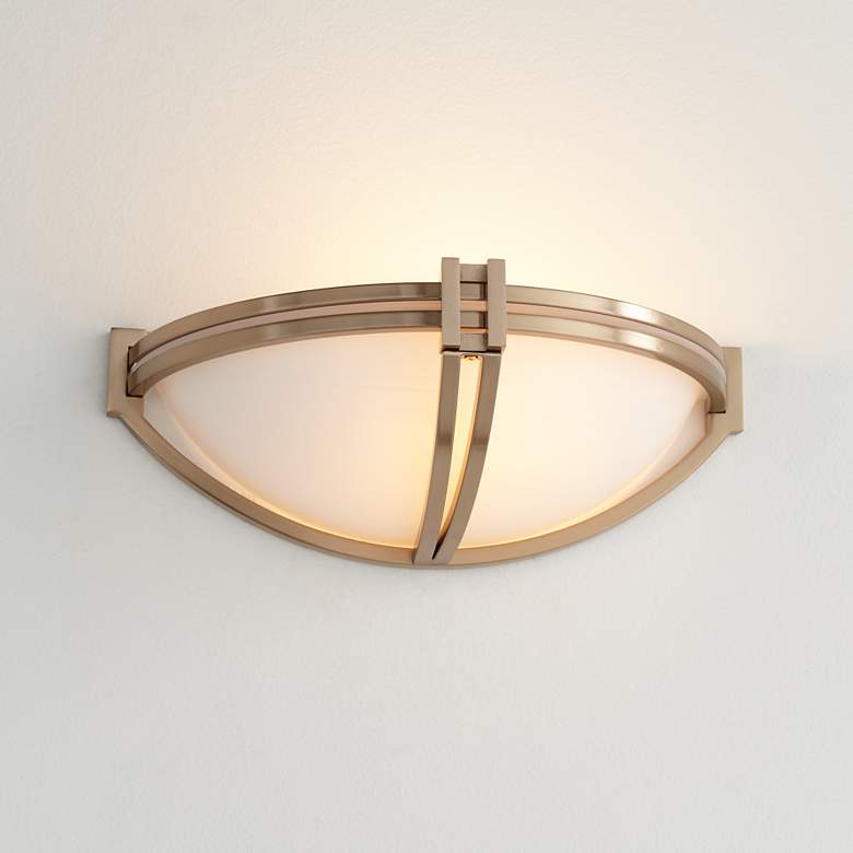 Image 1 Possini Euro Deco 13 3/4" Wide Marbleized Glass Soft Gold Wall Sconce