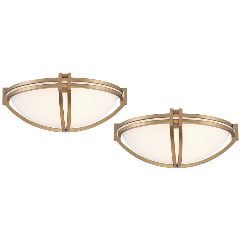 Image 2 Possini Euro Deco 13 3/4" Wide Soft Gold Wall Sconce Set of 2