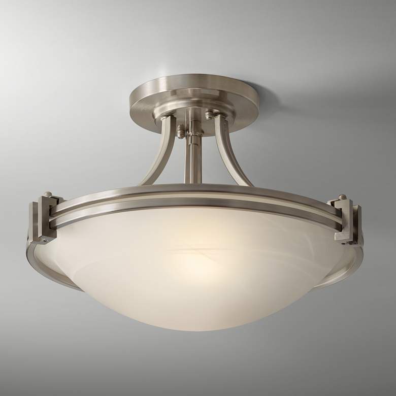 Image 1 Possini Euro Deco 16 inch Wide Brushed Nickel Ceiling Light