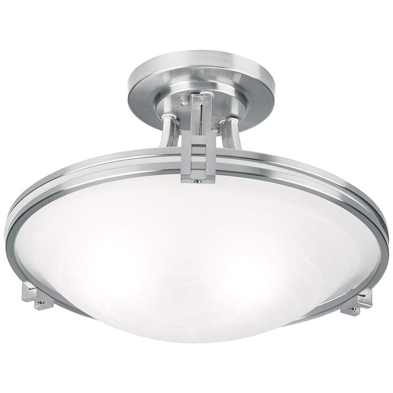 Possini Euro Deco 16&quot; Wide Brushed Nickel Ceiling Light more views