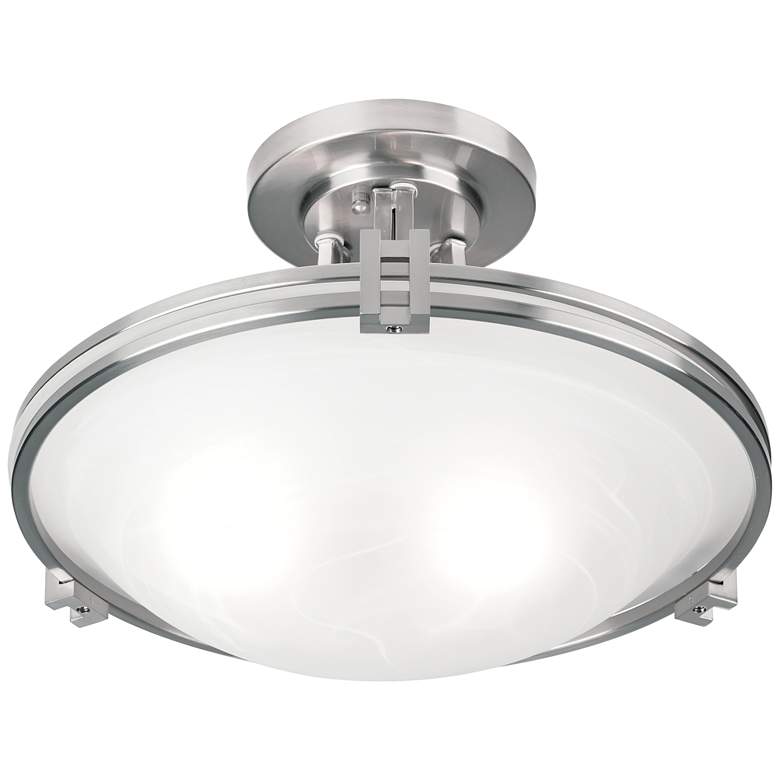 Image 6 Possini Euro Deco 16 inch Wide Brushed Nickel Ceiling Light more views