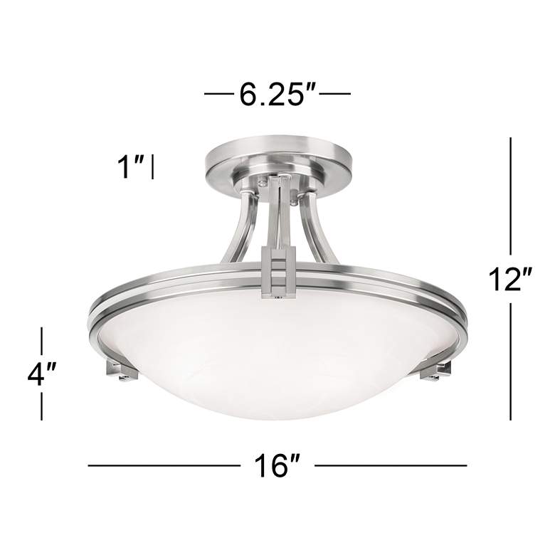 Image 7 Possini Euro Deco 16 inch Wide Brushed Nickel Ceiling Light more views
