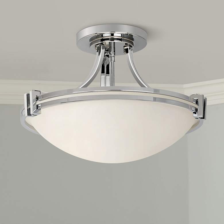 Image 1 Possini Euro Deco 16 inch Wide Chrome Ceiling Light