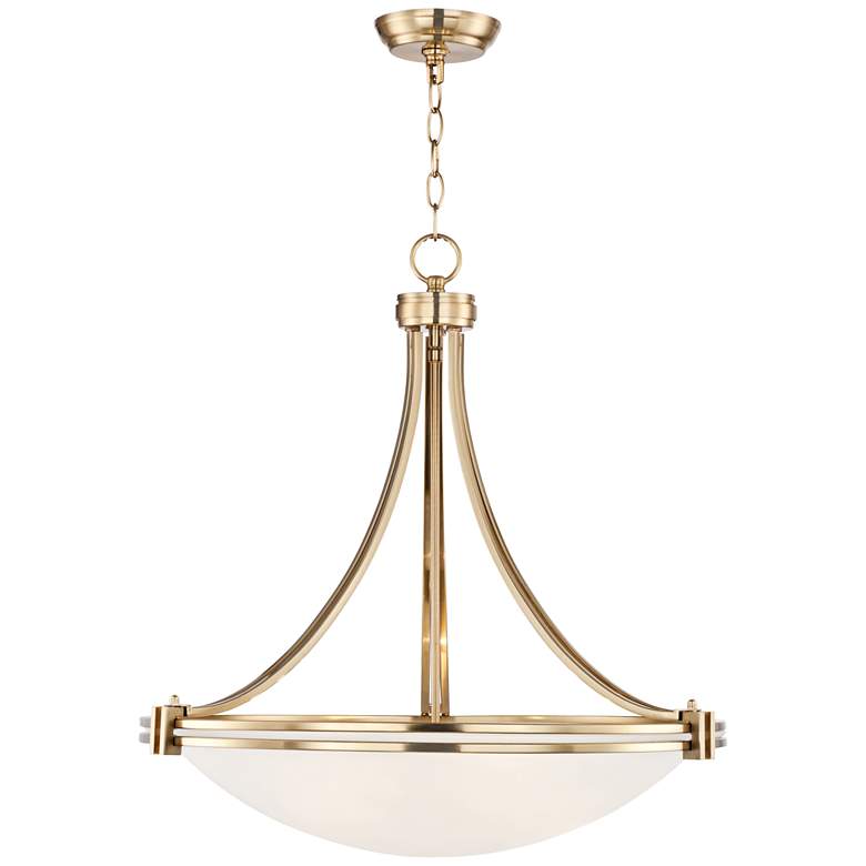 Image 6 Possini Euro Deco 21 1/2" Wide Warm Brass Glass Bowl 3-Light Pendant more views