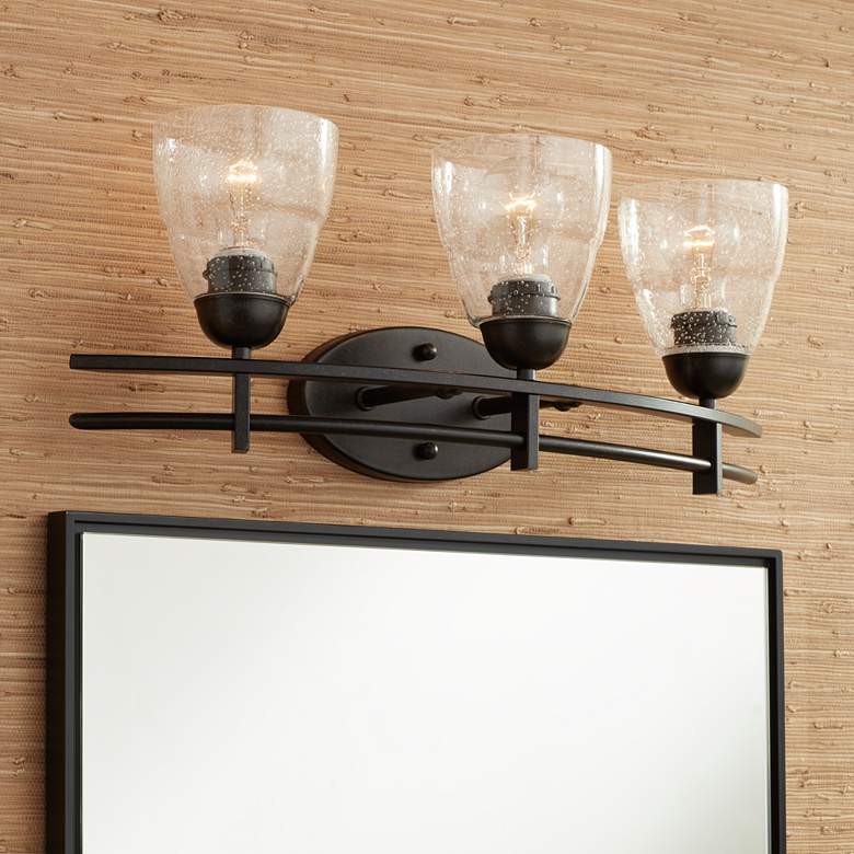 Image 1 Possini Euro Deco 23 1/2" Wide 3-Light Bronze Bath Light