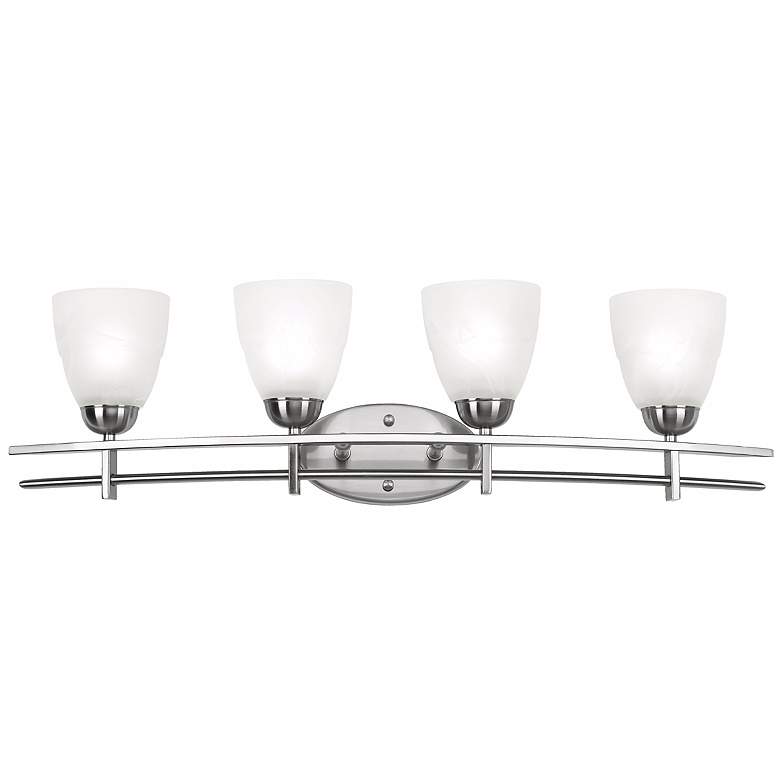 Image 3 Possini Euro Deco 33 inch Wide Brushed Nickel 4-Light Bath Light