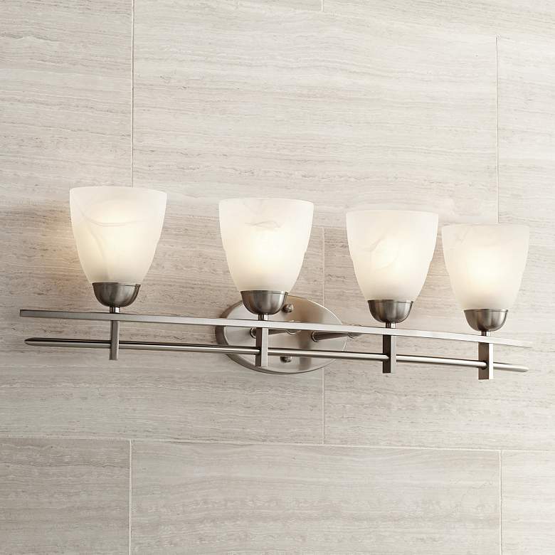 Image 1 Possini Euro Deco 33 inch Wide Brushed Nickel 4-Light Bath Light