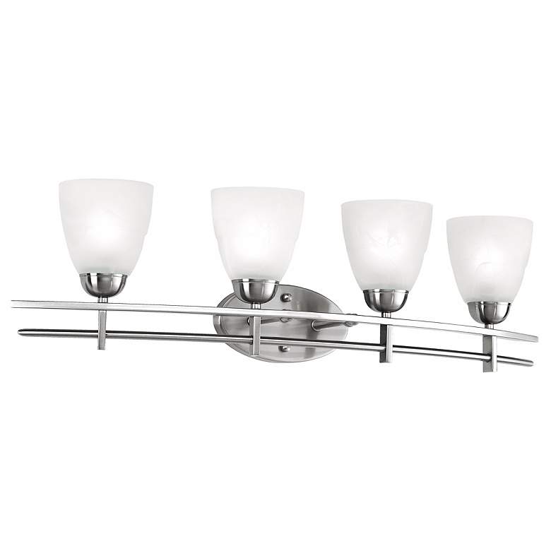 Image 5 Possini Euro Deco 33 inch Wide Brushed Nickel 4-Light Bath Light more views