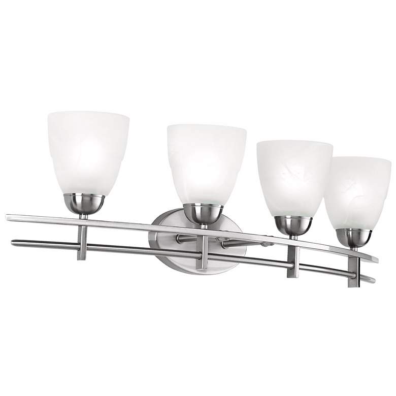 Image 6 Possini Euro Deco 33 inch Wide Brushed Nickel 4-Light Bath Light more views