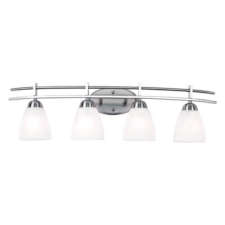 Image 7 Possini Euro Deco 33 inch Wide Brushed Nickel 4-Light Bath Light more views