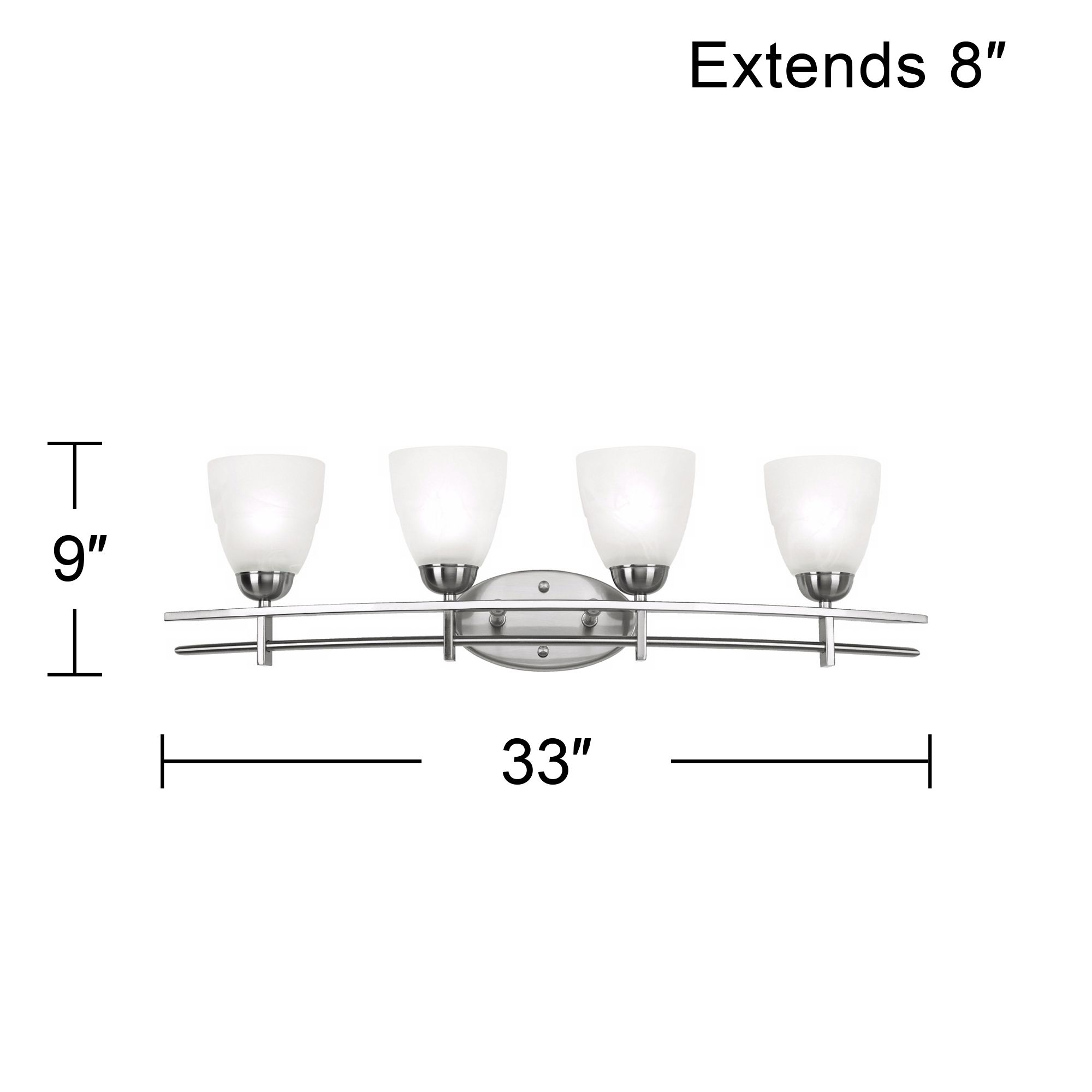 Possini Euro Deco 33" Wide Brushed Nickel 4-Light Bath Light in scene