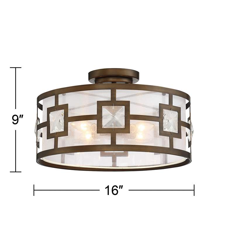 Image 7 Possini Euro Deco Bling 16 inch Wide Warm Bronze Ceiling Light more views