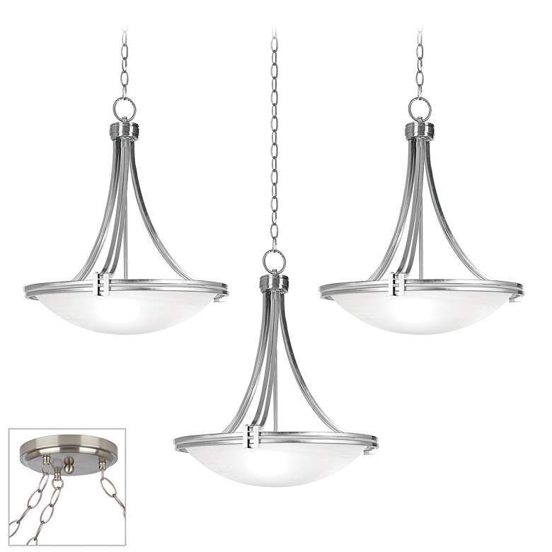 Image 1 Possini Euro Deco Brushed Nickel 3-Light Swag Chandelier