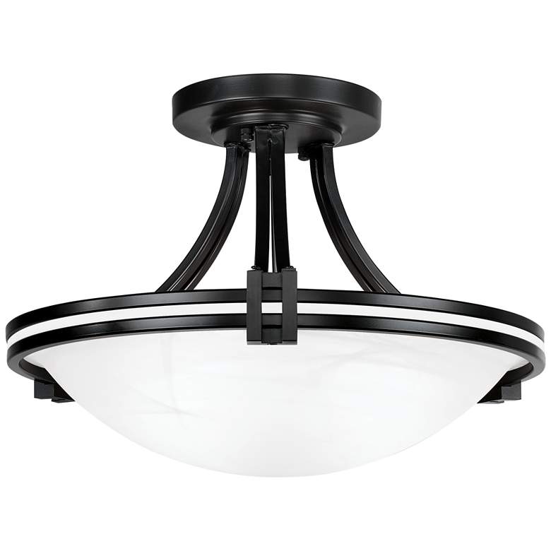 Image 2 Possini Euro Deco Collection 16" Bronze and White Glass Ceiling Light