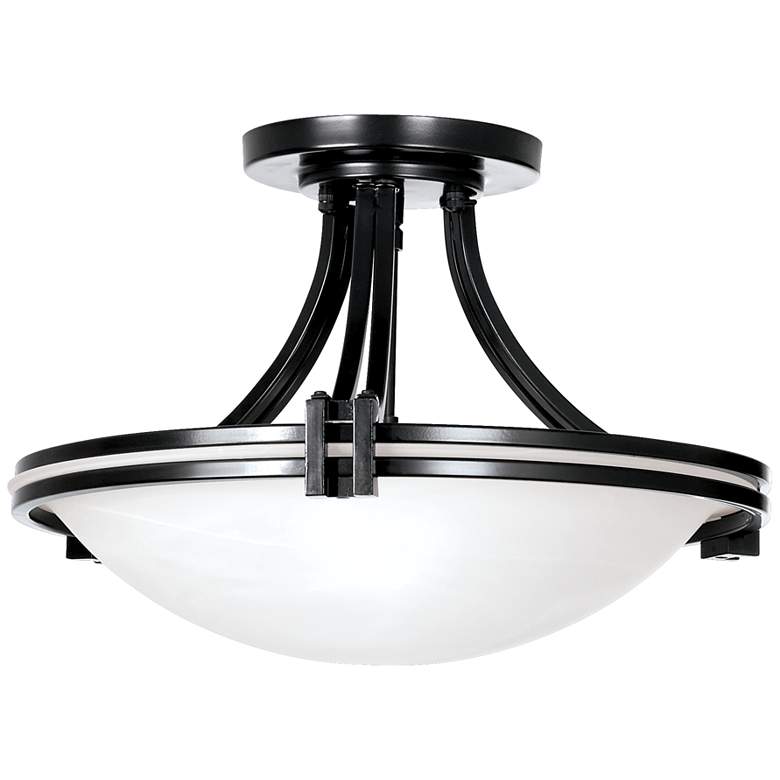 Image 5 Possini Euro Deco Collection 16" Bronze and White Glass Ceiling Light more views