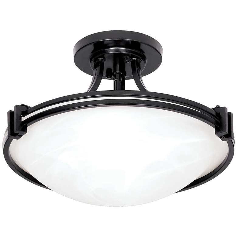 Image 6 Possini Euro Deco Collection 16" Bronze and White Glass Ceiling Light more views
