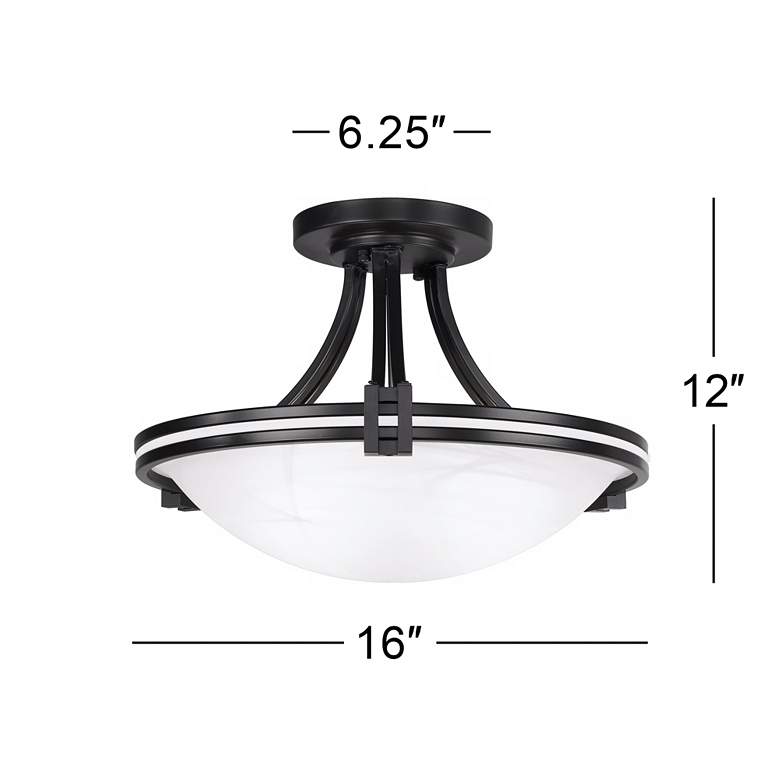 Image 7 Possini Euro Deco Collection 16" Bronze and White Glass Ceiling Light more views