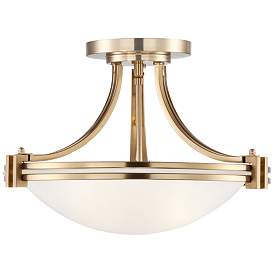 Image2 of Possini Euro Deco Collection 16" Wide Warm Brass Bowl Ceiling Light