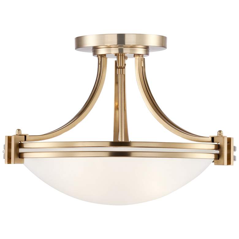 Image 2 Possini Euro Deco Collection 16" Wide Warm Brass Bowl Ceiling Light