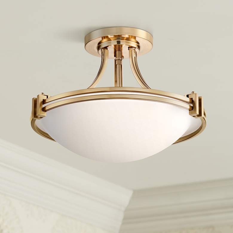 Image 1 Possini Euro Deco Collection 16" Wide Warm Brass Bowl Ceiling Light