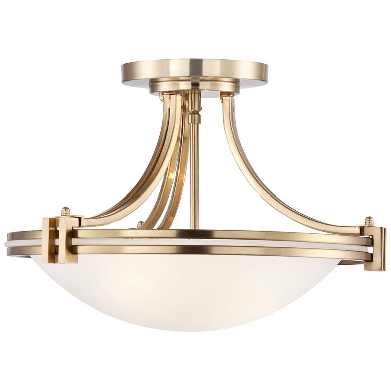 Image 6 Possini Euro Deco Collection 16" Wide Warm Brass Bowl Ceiling Light more views
