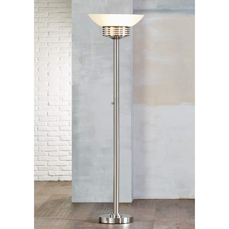 Image 1 Possini Euro Deco Light Blaster 72 1/2" Nickel 4-Light Torchiere Lam