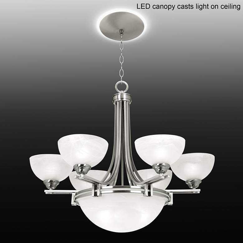 Image 1 Possini Euro Deco Nickel 8-Light Chandelier with LED Canopy