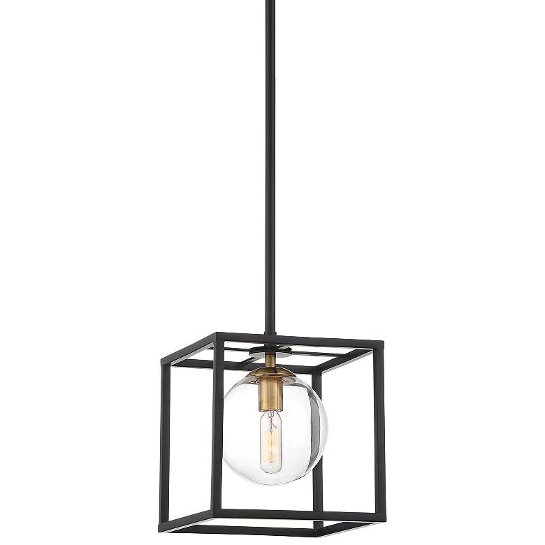 Image 2 Possini Euro Delaney 8" Wide Black Open Square Mini Pendant Light