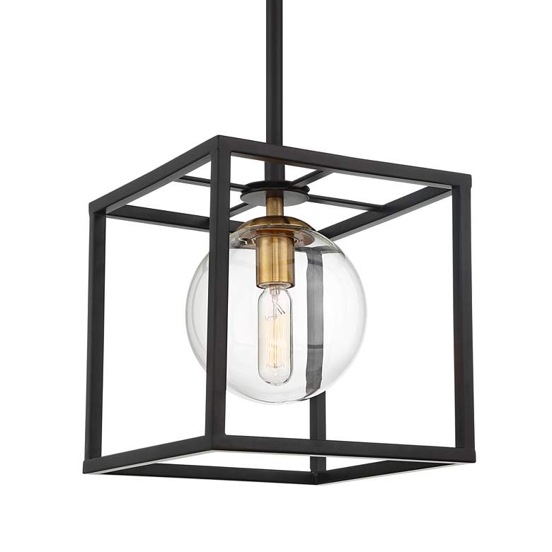 Image 3 Possini Euro Delaney 8 inch Wide Black Open Square Mini Pendant Light more views