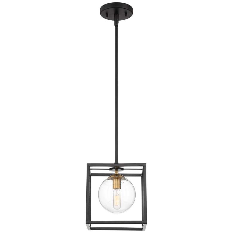 Image 6 Possini Euro Delaney 8 inch Wide Black Open Square Mini Pendant Light more views